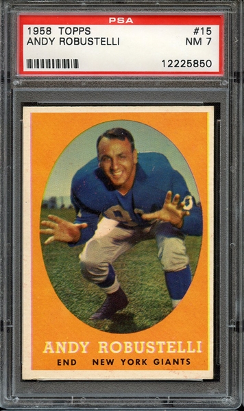 1958 TOPPS 15 ANDY ROBUSTELLI PSA NM 7