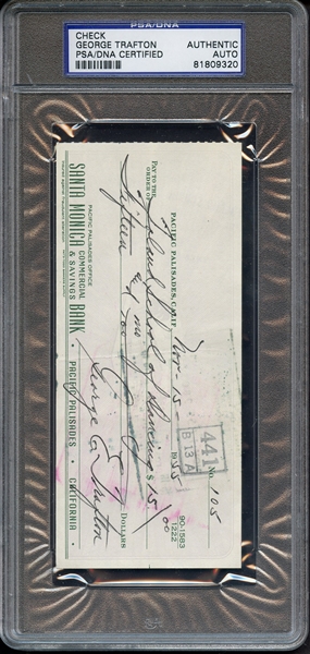 GEORGE TRAFTON SIGNED CHECK PSA/DNA
