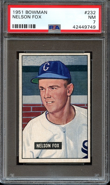 1951 BOWMAN 232 NELSON FOX PSA NM 7