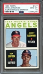 1964 TOPPS 127 ANGELS ROOKIES A.GATEWOOD/D.SIMPSON PSA GEM MT 10