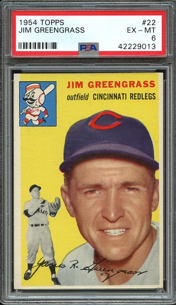 1954 TOPPS 22 JIM GREENGRASS PSA EX-MT 6