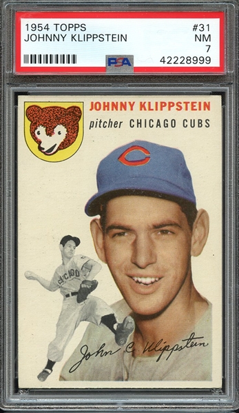 1954 TOPPS 31 JOHNNY KLIPPSTEIN PSA NM 7
