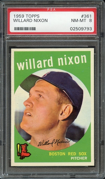 1959 TOPPS 361 WILLARD NIXON PSA NM-MT 8