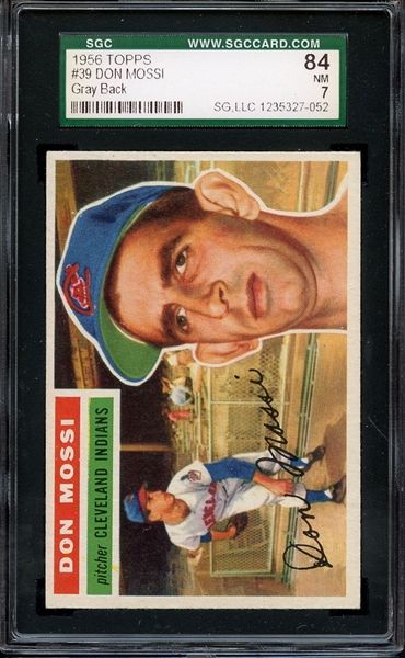 1956 TOPPS 39 DON MOSSI GRAY BACK SGC NM 84 / 7