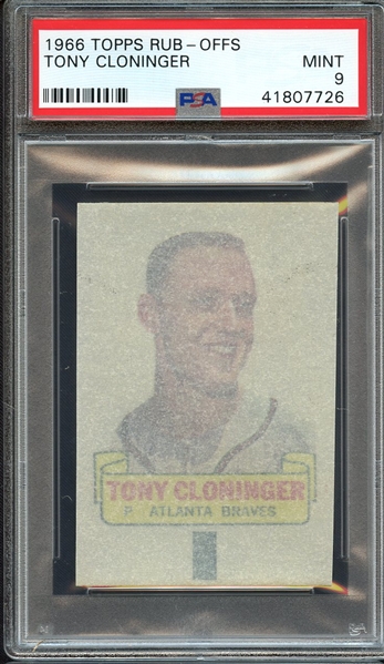 1966 TOPPS RUB-OFFS TONY CLONINGER PSA MINT 9