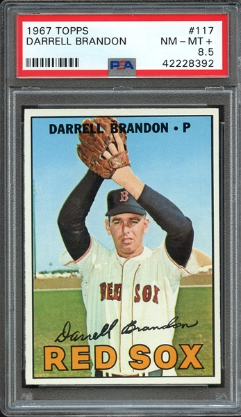 1967 TOPPS 117 DARRELL BRANDON PSA NM-MT+ 8.5