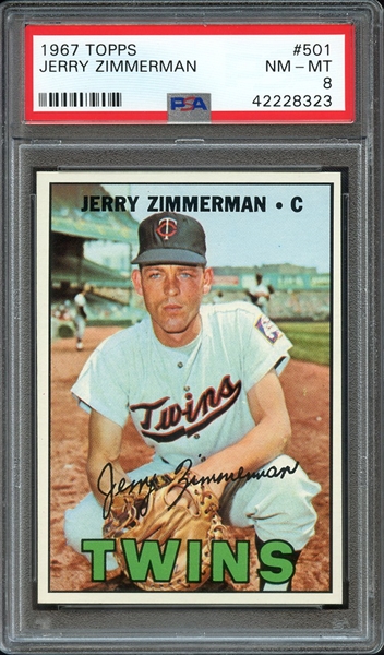 1967 TOPPS 501 JERRY ZIMMERMAN PSA NM-MT 8