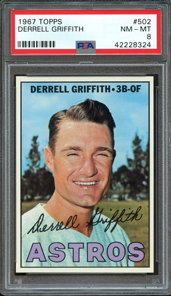 1967 TOPPS 502 DERRELL GRIFFITH PSA NM-MT 8