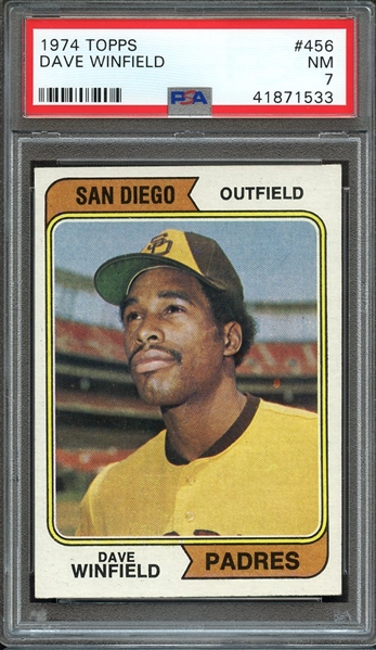 1974 TOPPS 456 DAVE WINFIELD RC PSA NM 7