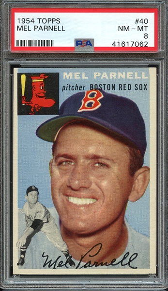 1954 TOPPS 40 MEL PARNELL PSA NM-MT 8