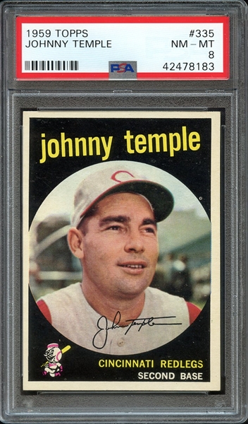 1959 TOPPS 335 JOHNNY TEMPLE PSA NM-MT 8