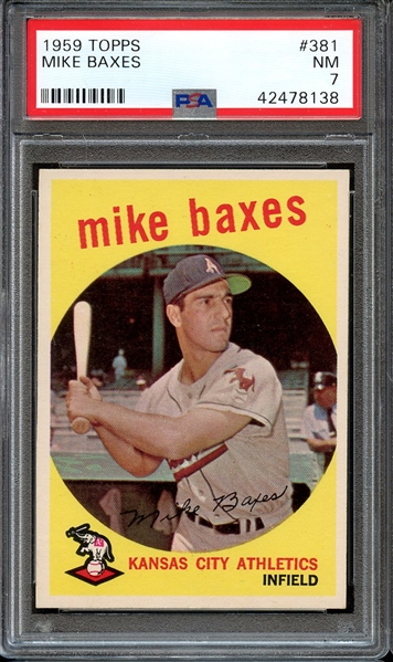 1959 TOPPS 381 MIKE BAXES PSA NM 7