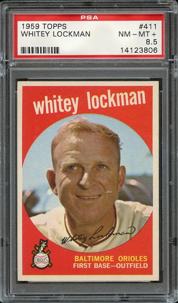1959 TOPPS 411 WHITEY LOCKMAN PSA NM-MT+ 8.5