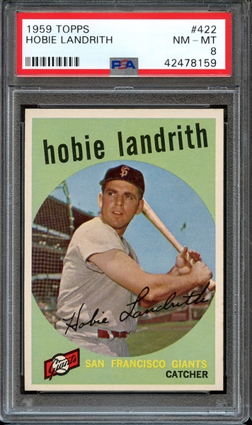 1959 TOPPS 422 HOBIE LANDRITH PSA NM-MT 8