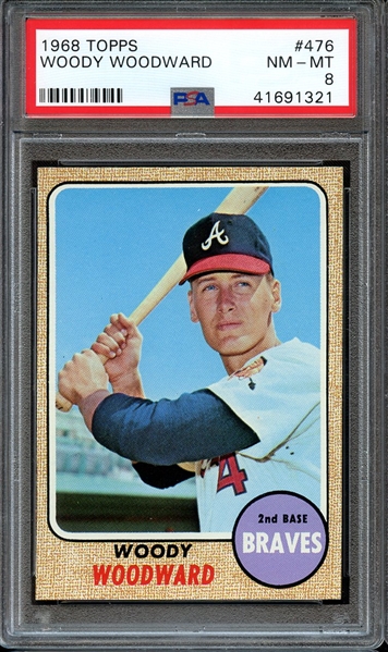 1968 TOPPS 476 WOODY WOODWARD PSA NM-MT 8