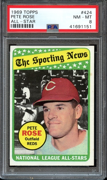 1969 TOPPS 424 PETE ROSE ALL-STAR PSA NM-MT 8