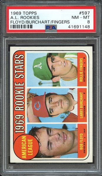 1969 TOPPS 597 ROLLIE FINGERS RC PSA NM-MT 8