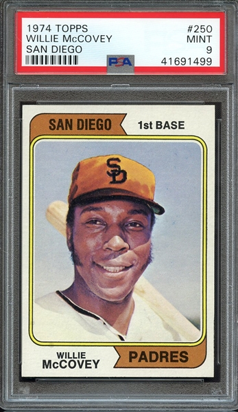 1974 TOPPS 250 WILLIE McCOVEY SAN DIEGO PSA MINT 9