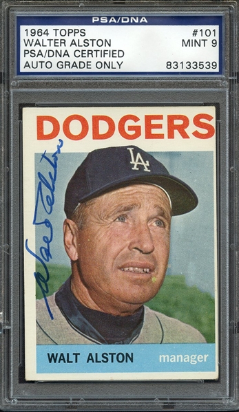 WALTER ALSTON SIGNED 1964 TOPPS CARD PSA/DNA