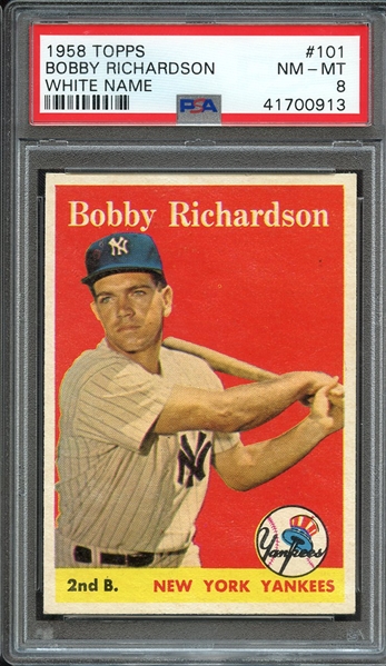 1958 TOPPS 101 BOBBY RICHARDSON WHITE NAME PSA NM-MT 8