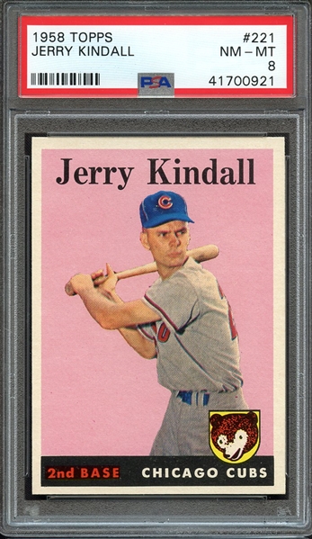 1958 TOPPS 221 JERRY KINDALL PSA NM-MT 8