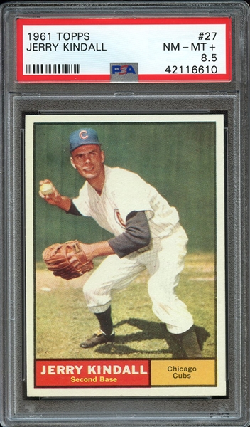 1961 TOPPS 27 JERRY KINDALL PSA NM-MT+ 8.5