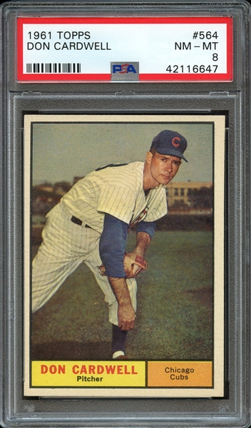 1961 TOPPS 564 DON CARDWELL PSA NM-MT 8