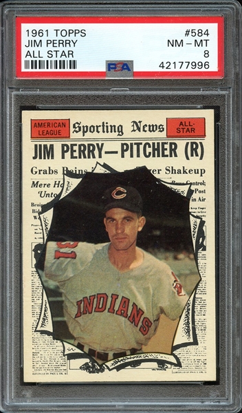 1961 TOPPS 584 JIM PERRY ALL STAR PSA NM-MT 8