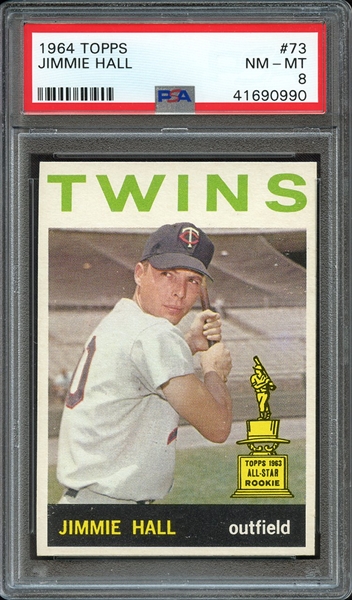 1964 TOPPS 73 JIMMIE HALL PSA NM-MT 8