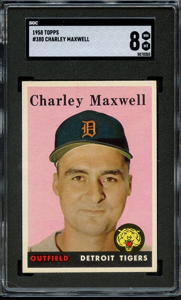 1958 TOPPS 380 CHARLEY MAXWELL SGC NM-MT 8