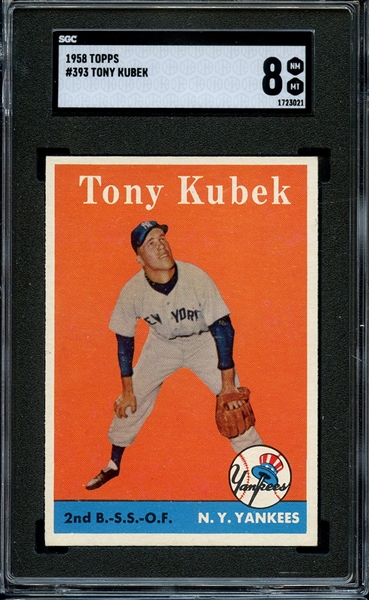 1958 TOPPS 393 TONY KUBEK SGC NM-MT 8