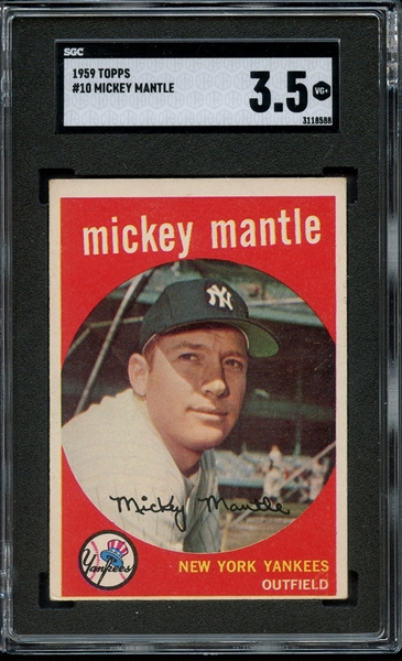 1959 TOPPS 10 MICKEY MANTLE SGC VG+ 3.5