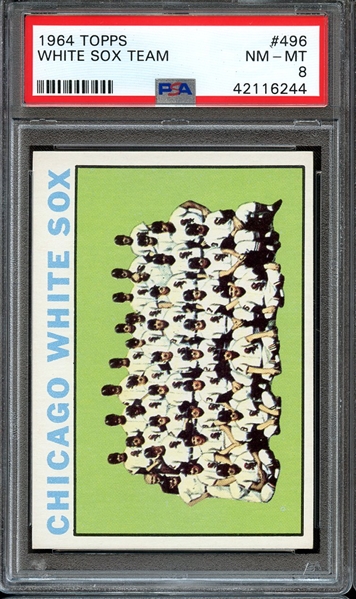 1964 TOPPS 496 WHITE SOX TEAM PSA NM-MT 8