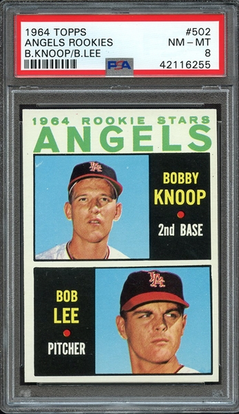 1964 TOPPS 502 ANGELS ROOKIES B.KNOOP/B.LEE PSA NM-MT 8