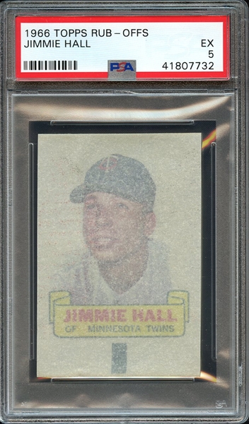 1966 TOPPS RUB-OFFS JIMMIE HALL PSA EX 5