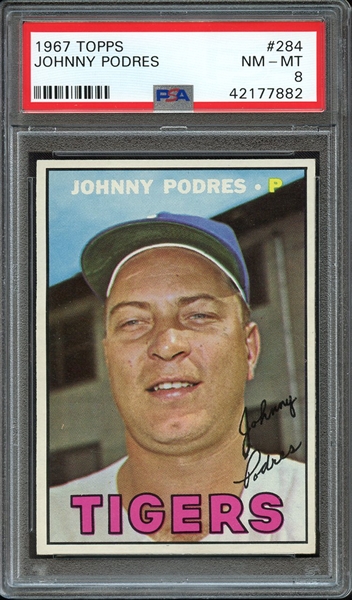 1967 TOPPS 284 JOHNNY PODRES PSA NM-MT 8