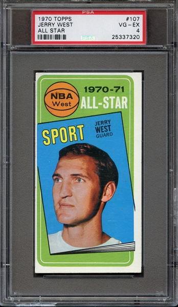 1970 TOPPS 107 JERRY WEST ALL STAR PSA VG-EX 4