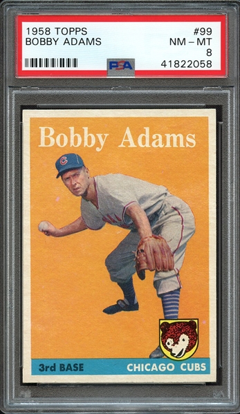 1958 TOPPS 99 BOBBY ADAMS PSA NM-MT 8