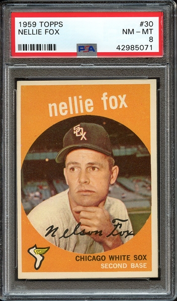 1959 TOPPS 30 NELLIE FOX PSA NM-MT 8
