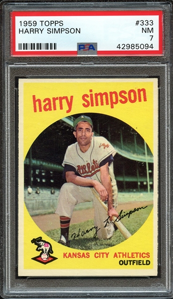 1959 TOPPS 333 HARRY SIMPSON PSA NM 7