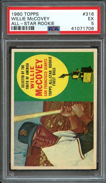 1960 TOPPS 316 WILLIE McCOVEY ALL-STAR ROOKIE PSA EX 5