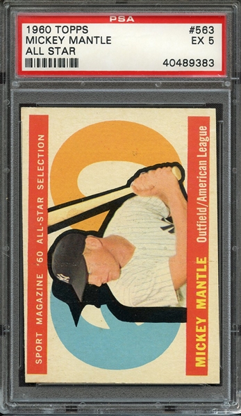 1960 TOPPS 563 MICKEY MANTLE ALL STAR PSA EX 5