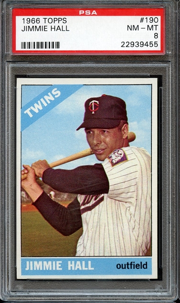 1966 TOPPS 190 JIMMIE HALL PSA NM-MT 8