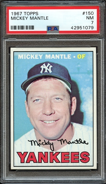 1967 TOPPS 150 MICKEY MANTLE PSA NM 7