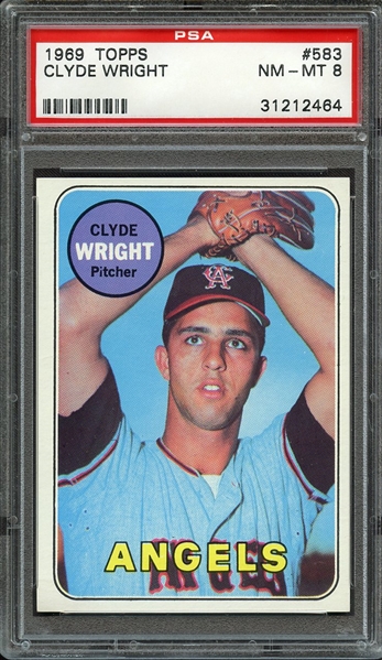 1969 TOPPS 583 CLYDE WRIGHT PSA NM-MT 8