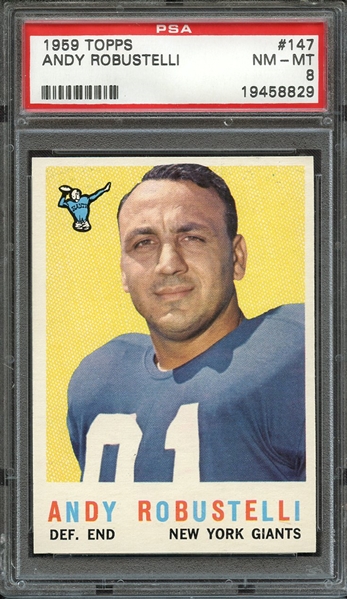 1959 TOPPS 147 ANDY ROBUSTELLI PSA NM-MT 8