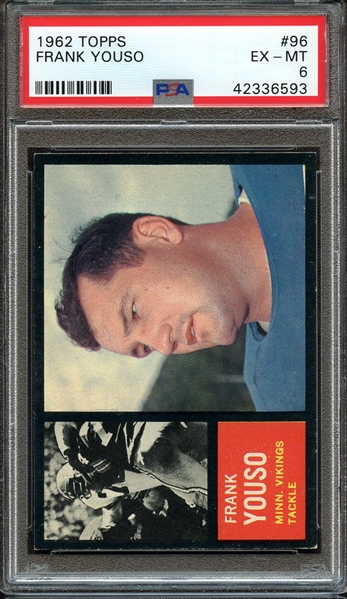 1962 TOPPS 96 FRANK YOUSO PSA EX-MT 6