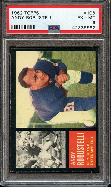 1962 TOPPS 108 ANDY ROBUSTELLI PSA EX-MT 6