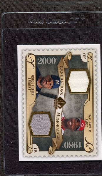 2009 SP LEGENDARY CUTS GAME USED JERSEY GM-PF PRINCE FIELDER & DAVE PARKER