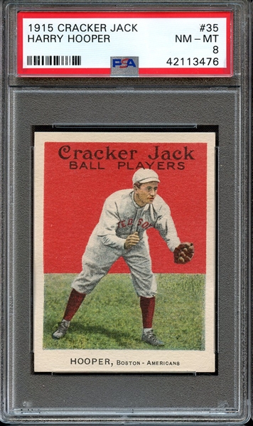 1915 CRACKER JACK 35 HARRY HOOPER PSA NM-MT 8